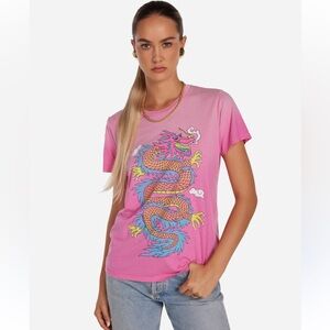 Lauren Moshi Pink and Red Graphic Short Sleeve Tee